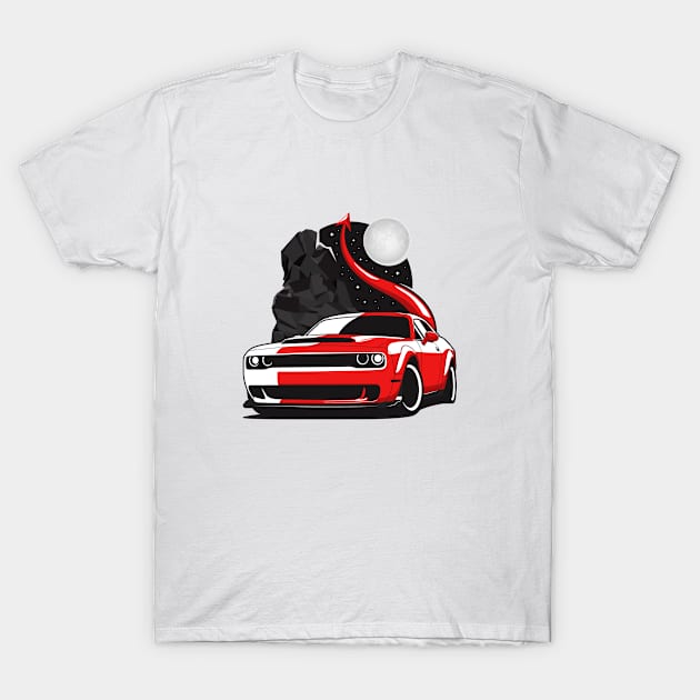 Red Demon With Tail T-Shirt by KaroCars